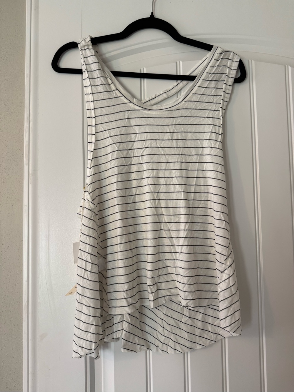 saltwater LUXE White Tank Top with Black Stripes